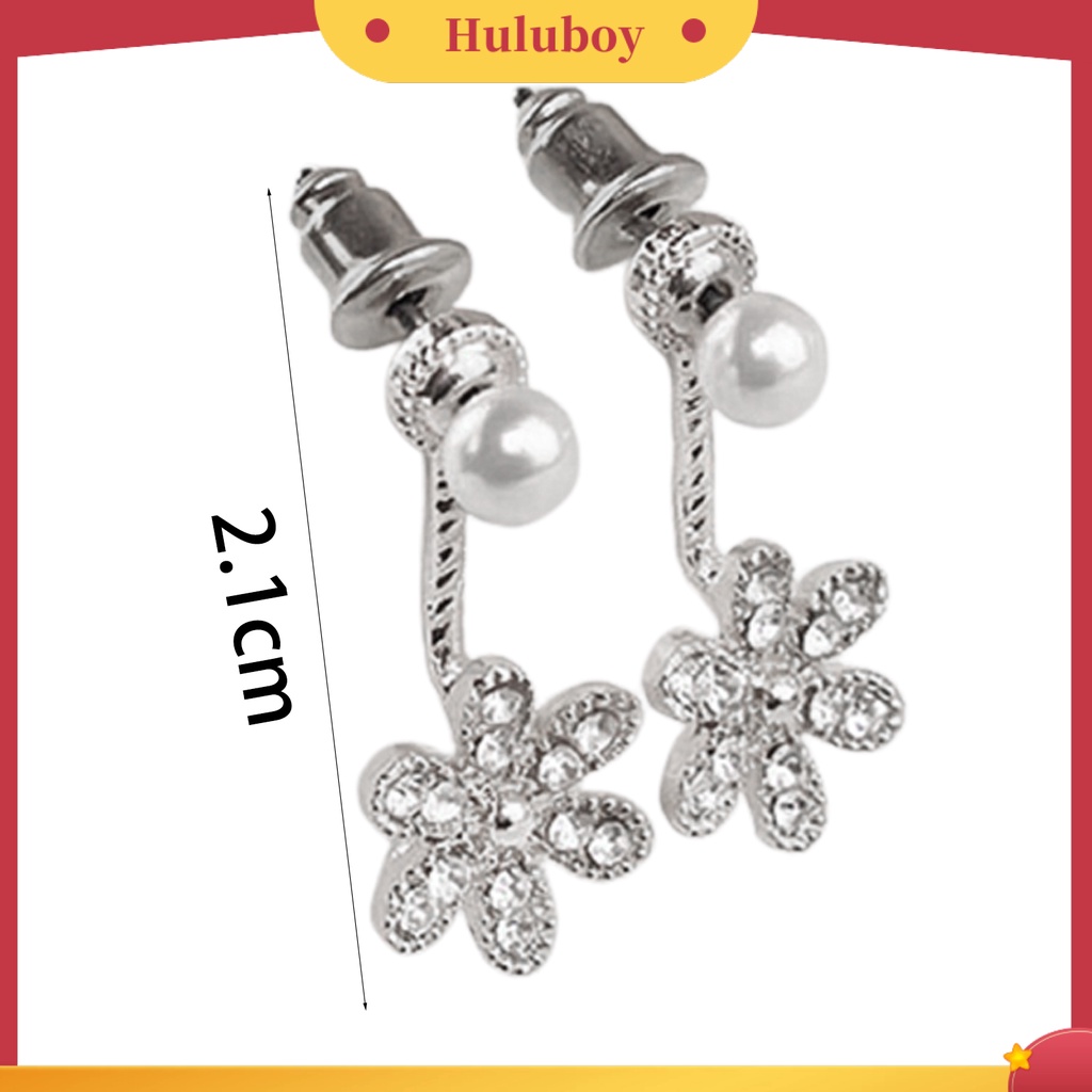 {Ready Stock} Anting Wanita Berkilau Anti Karat Alloy Berlian Imitasi Bunga Faux Pearl Ear Studs Untuk Belanja