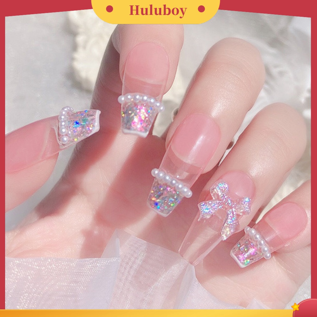 {In Stock} 50Pcs/Pack Dekorasi Nail Art Cinta Hati Busur-Simpul Beruang Indah Manicure Aksesoris Berwarna Transparan Kuku Resin Pesona Perlengkapan Kuku