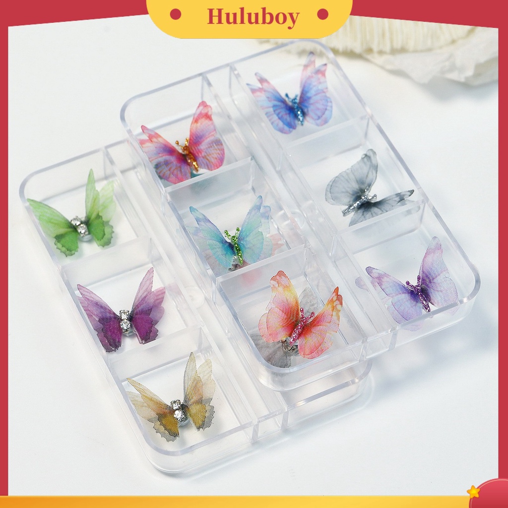 {In Stock} 6Pcs Dekorasi Kuku 3D Tampilan Realistis Warna Vibrant Mempesona Efek Visual Dapat Dilepas Aplikasi Lebar Aksesoris Nail Art Butterfly 3D Dekorasi Kuku Untuk Salon Kuku