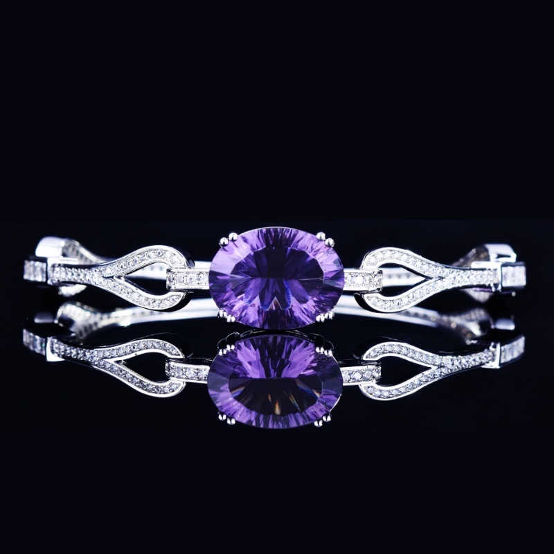 Goldkingdom Fashion Perhiasan Aksesoris Ready Stock High End Caibao Gelang Gelang Amethyst Brasil Gelang Amethyst Milenium Cutting Bracelet