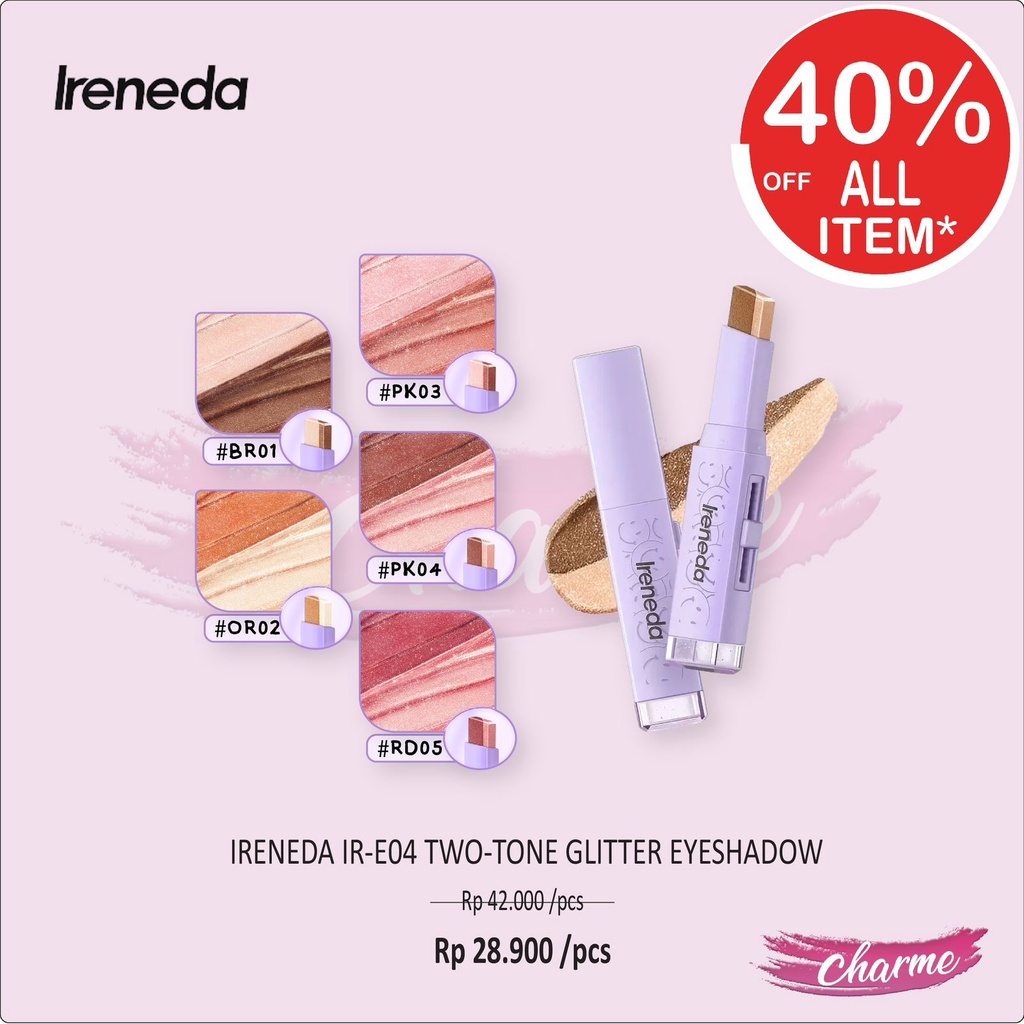 (READY &amp; ORI) IRENEDA Two-Tone High Pigment Glitter Eyeshadow IR-E04