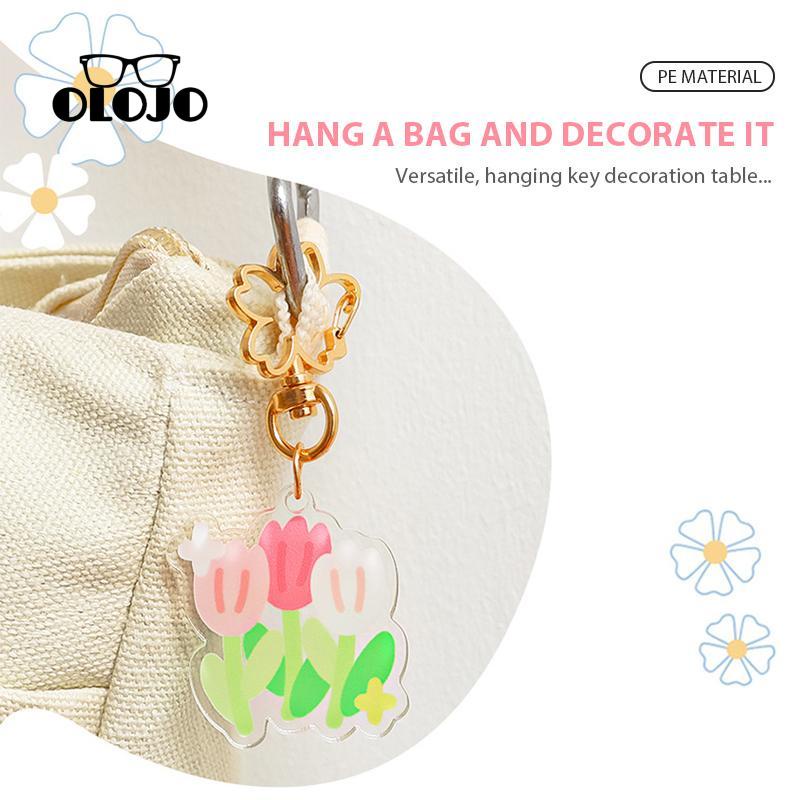 【COD】Gantungan kunci akrilik bunga Tulip / gantungan kunci motor / gantungan kunci mobil