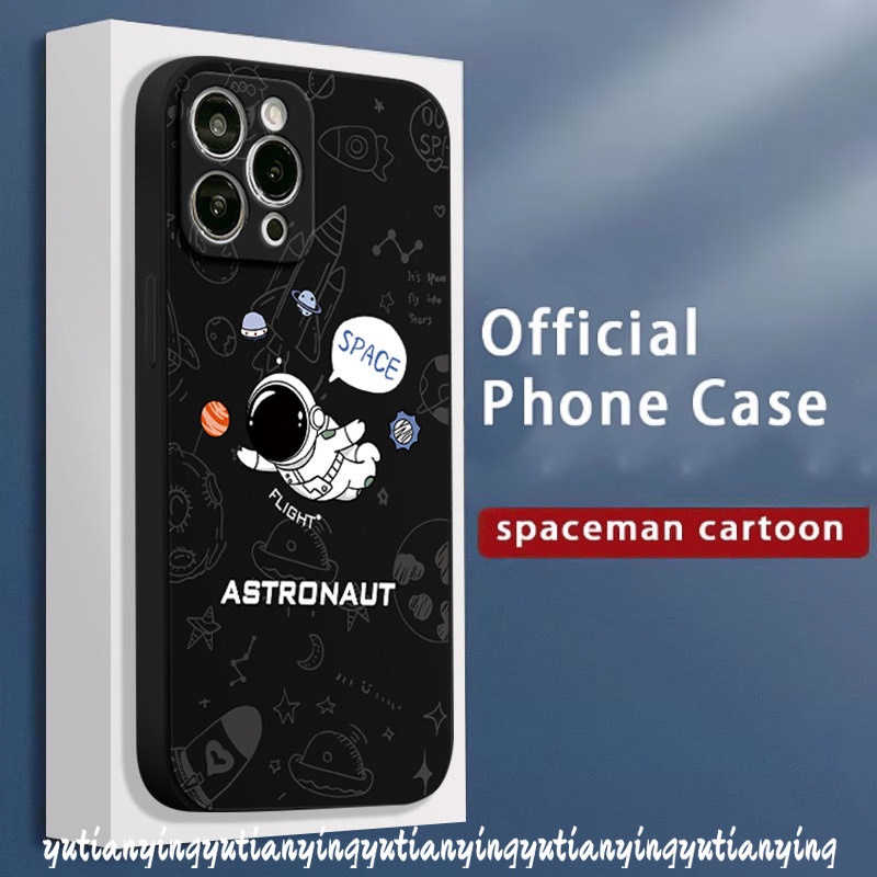 Straight Edge Cartoon Cute Casing Infinix Hot 9 10 11 12 Play Note 11 8 12 G96 12pro 12 2023 Smart 6 5 4 Plus Hot 10t 11 8 2 10s 12i 10Lite Space Astronaut Soft Tup Case