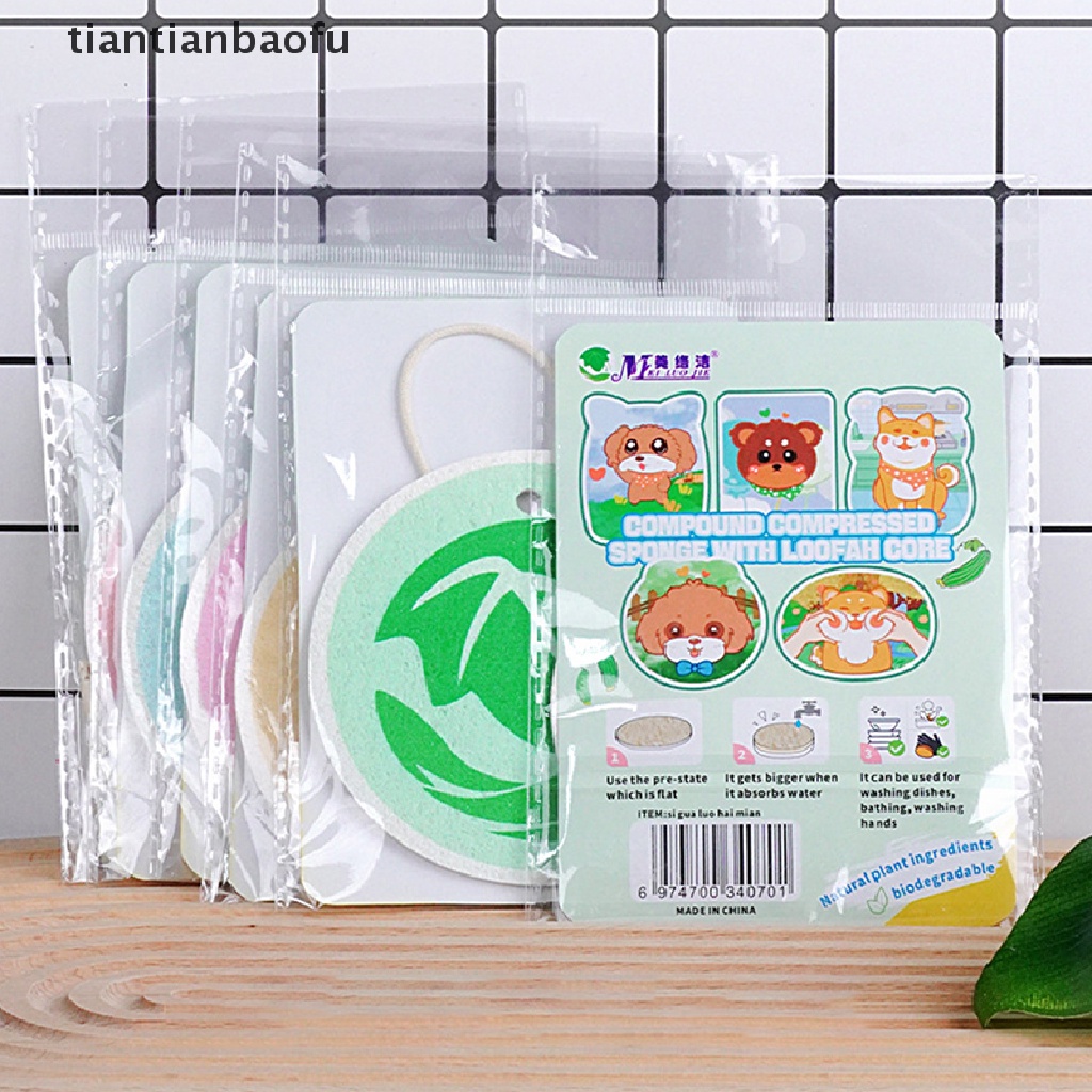 [tiantianbaofu] Kawaii Wood Pulp Sponge Pads Tali Bunga Dapur Piring Panci Alat Makan Butik