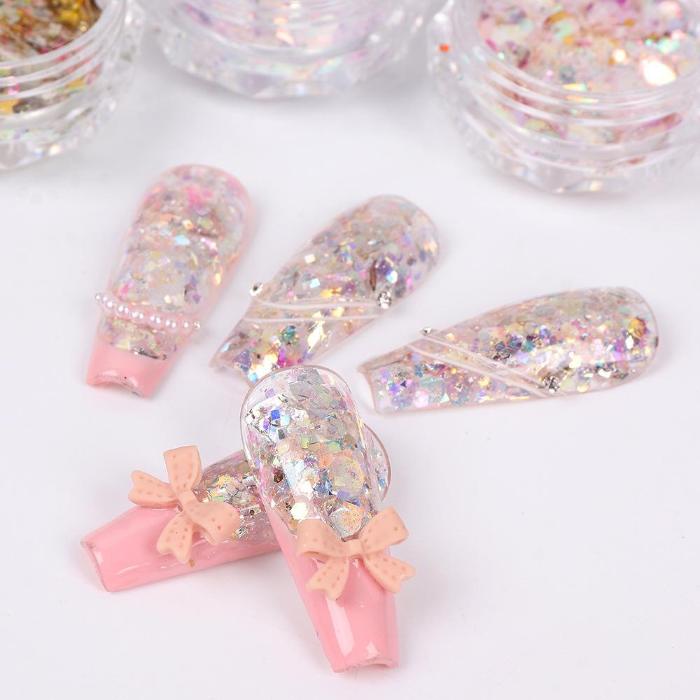 Mxbeauty Nail Sequin Nail Art Patchs Eyelash Dekorasi Cinta Hati Bintang Manikur Aksesoris Hologram Glitter Kuku Glitter Serpihan