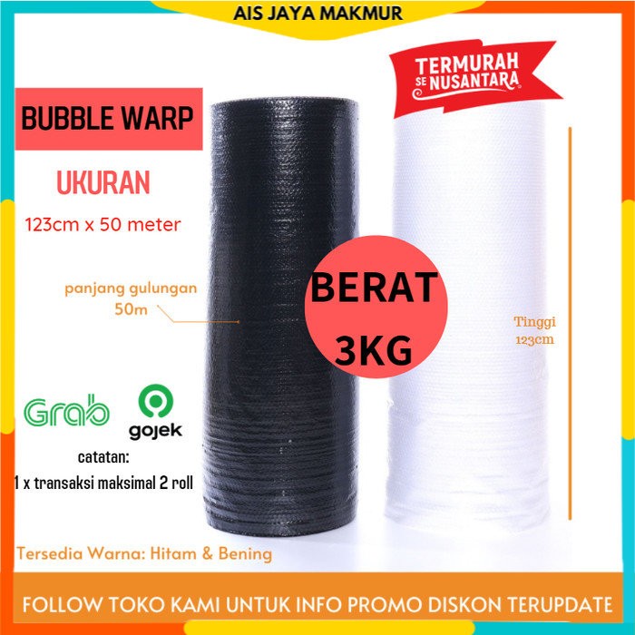 

Bubble warp hitam 123cmx50meter termurah