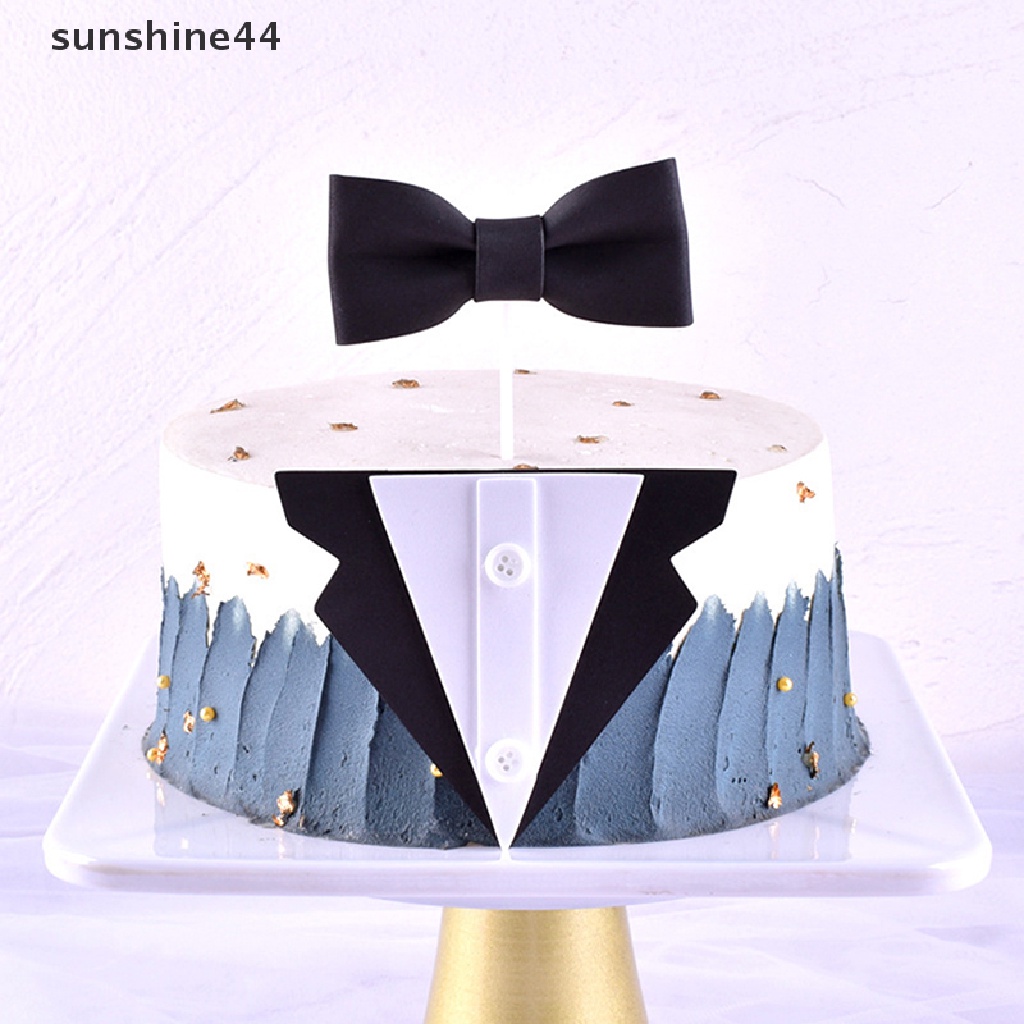 Sunshine Bowtie Kerah Decorag Alat Pria Setelan Topper Kue Cupcake Hari Ayah Pesta DIY ID