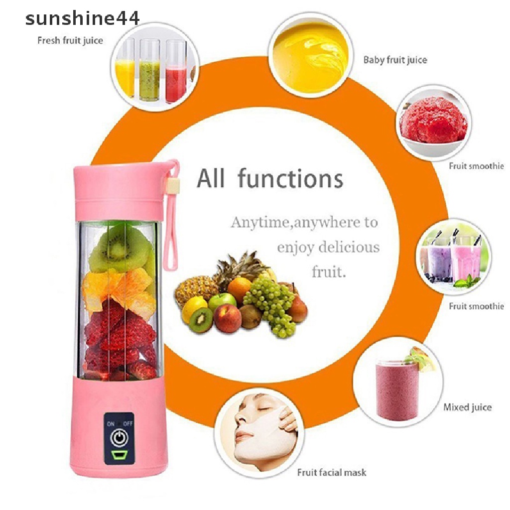 Sunshine Juicer Elektrik Portable USB Rechargeable Handheld Smoothie Blender Pengaduk Buah ID