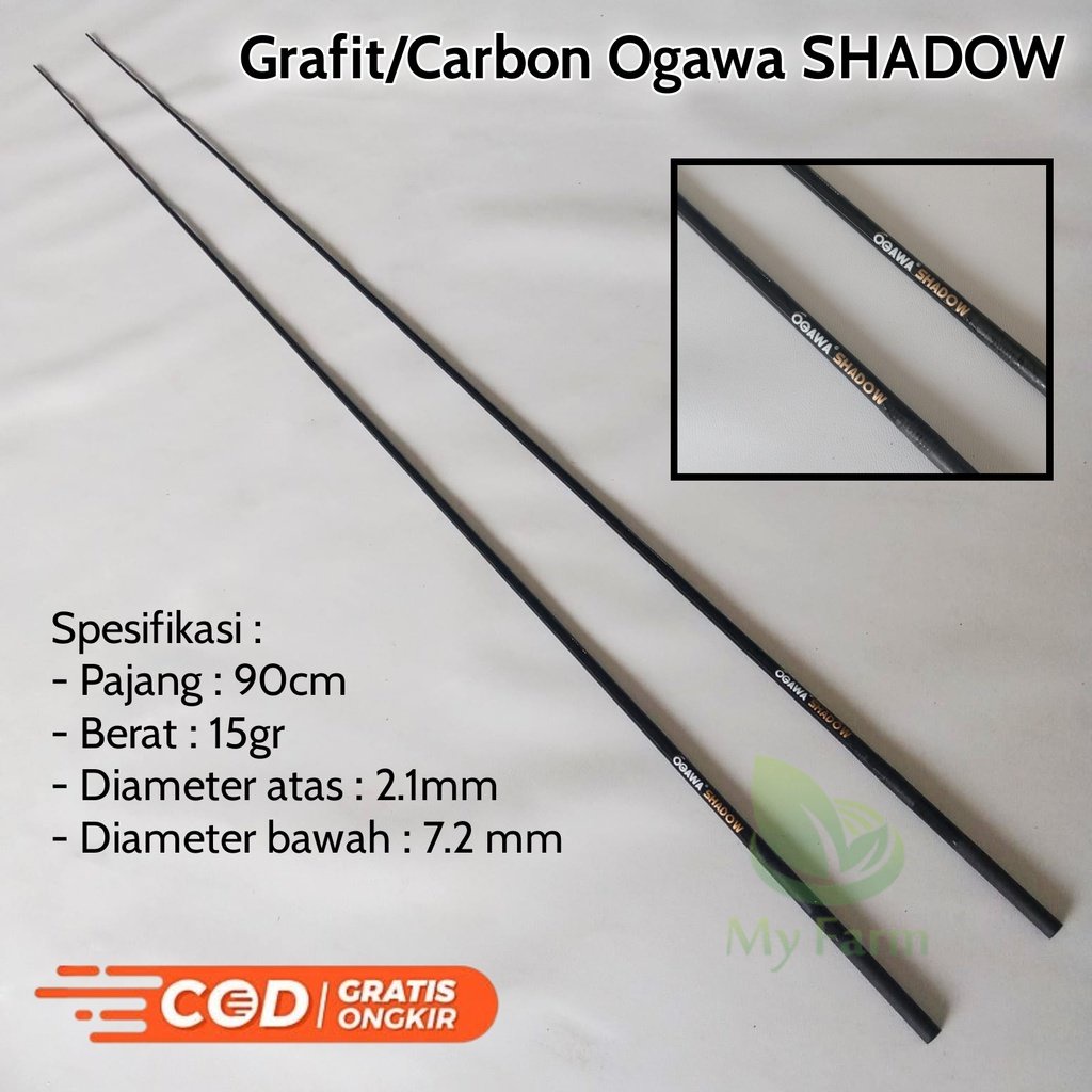 Blank Ogawa Shadow Ujung Joran Custom Pancing Bahan Carbon Graphite / Pucukan Walesan Dari Karbon Su