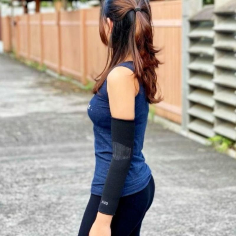 Elbow Long Support Deker Tangan lengan siku pria wanita voli tebal hitam polos