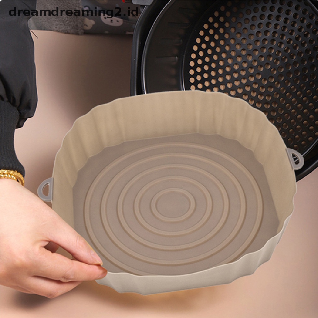 (hot) 18cm Air Fryer Silicone Pot Air Fryer Basket Liner Anti Lengket Oven Baking Tray//