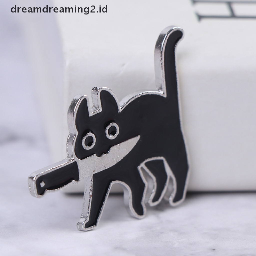 (hot) Kartun Kreatif Kucing Hitam Pemodelan Pop Enamel Pin Kerah Lencana Bros Perhiasan//