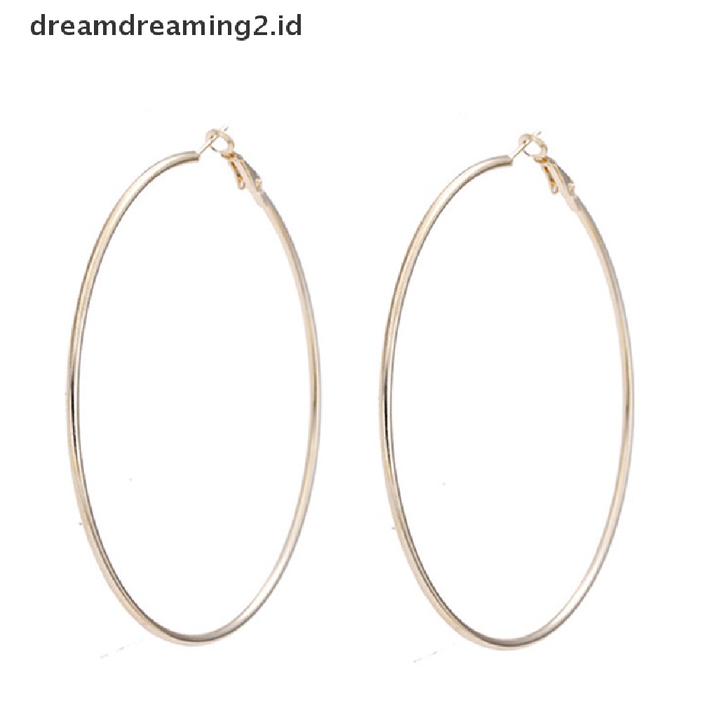 (hot) Anting Hoop Lingkaran Besar Oversize Sexy Lapis Emas Anting Geometris Untuk Wanita//