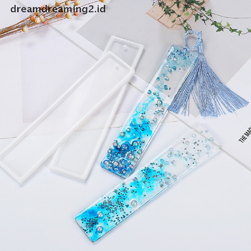 (hot) 3pcs Persegi Panjang Bookmark UV Cetakan Silikon Epoxy Resin Mold DIY Membuat Kerajinan Tangan//