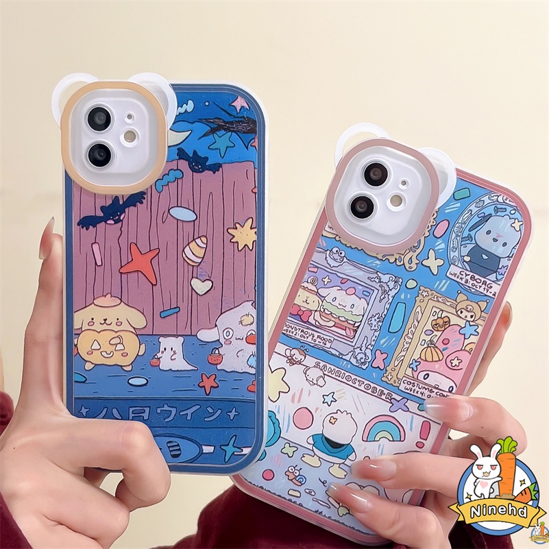 IPHONE Casing Kompatibel Untuk Iphone14 13 12 11 Pro Max X Xr Xs Max SE 8 7 6 6s Plus Motif Kartun Lucu Casing Ponsel Pelindung Kamera Shockproof Clear Bumper Soft TPU Cover Pelindung