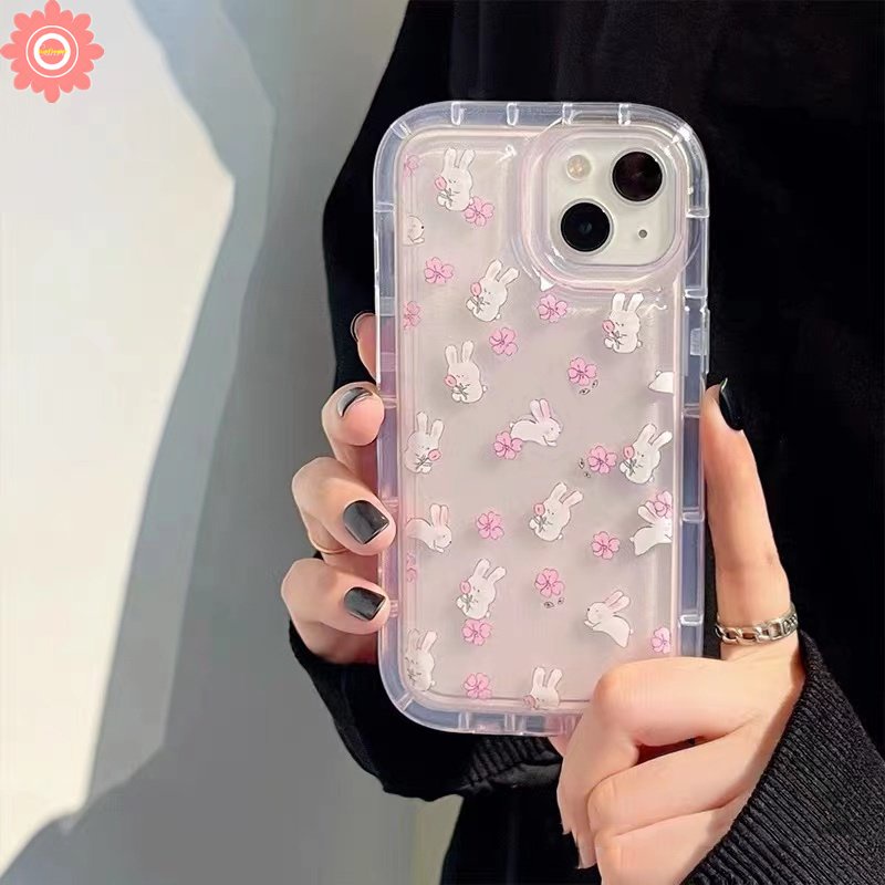 Kartun Kelinci Casing Redmi Note11 10 9 8 10s 11s Redmi 12C 9 10C 10 A1 10A 9A 9T 9C NFC POCO F4 Note10 Note9 Fresh Flower Shockproof Airbag Transparan Tpu Soft Cute Case