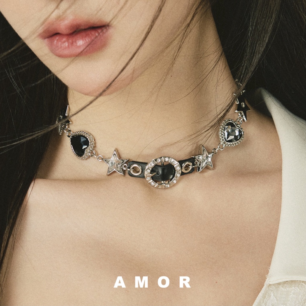 Choker Belt Gesper Kalung Love Kupu Air Diamond Zircon Star