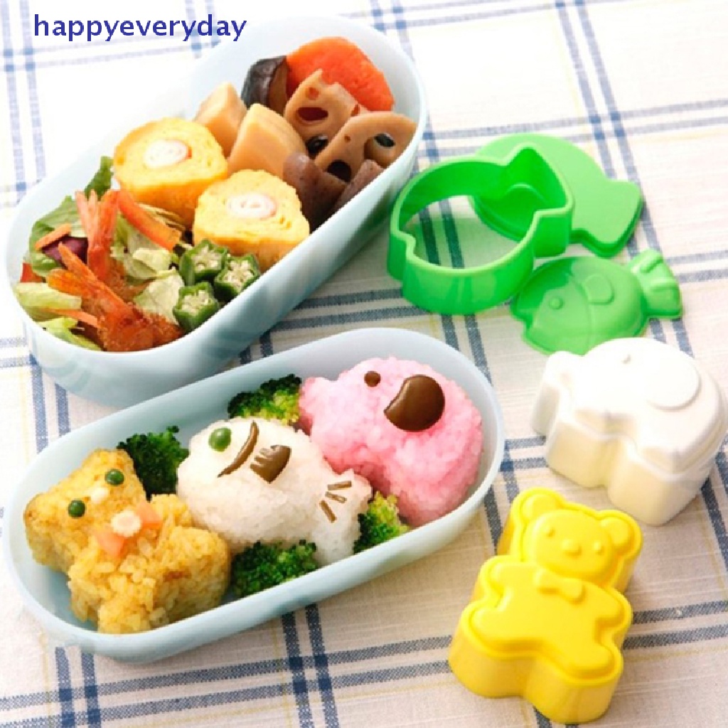 [happy] 3pc/set Kartun sushi Rice Ball Cetakan Bentuk Hewan Bento sushi Shaper Suplemen Makanan Anak Alat sushi Aksesoris Dapur [ID]
