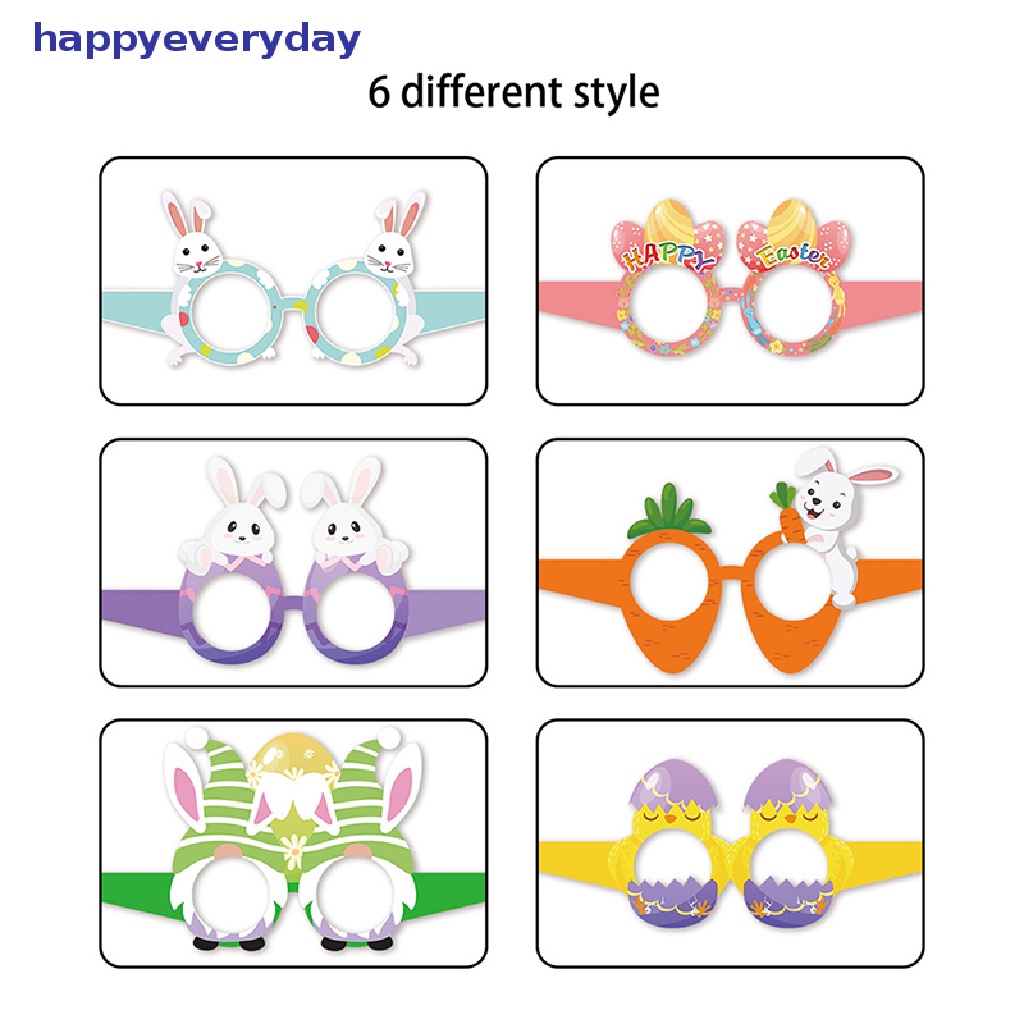 [happy] 6pcs/pack Easter Fun Glasses Frame Dekorasi Pesta Paskah Gelas Kertas [ID]