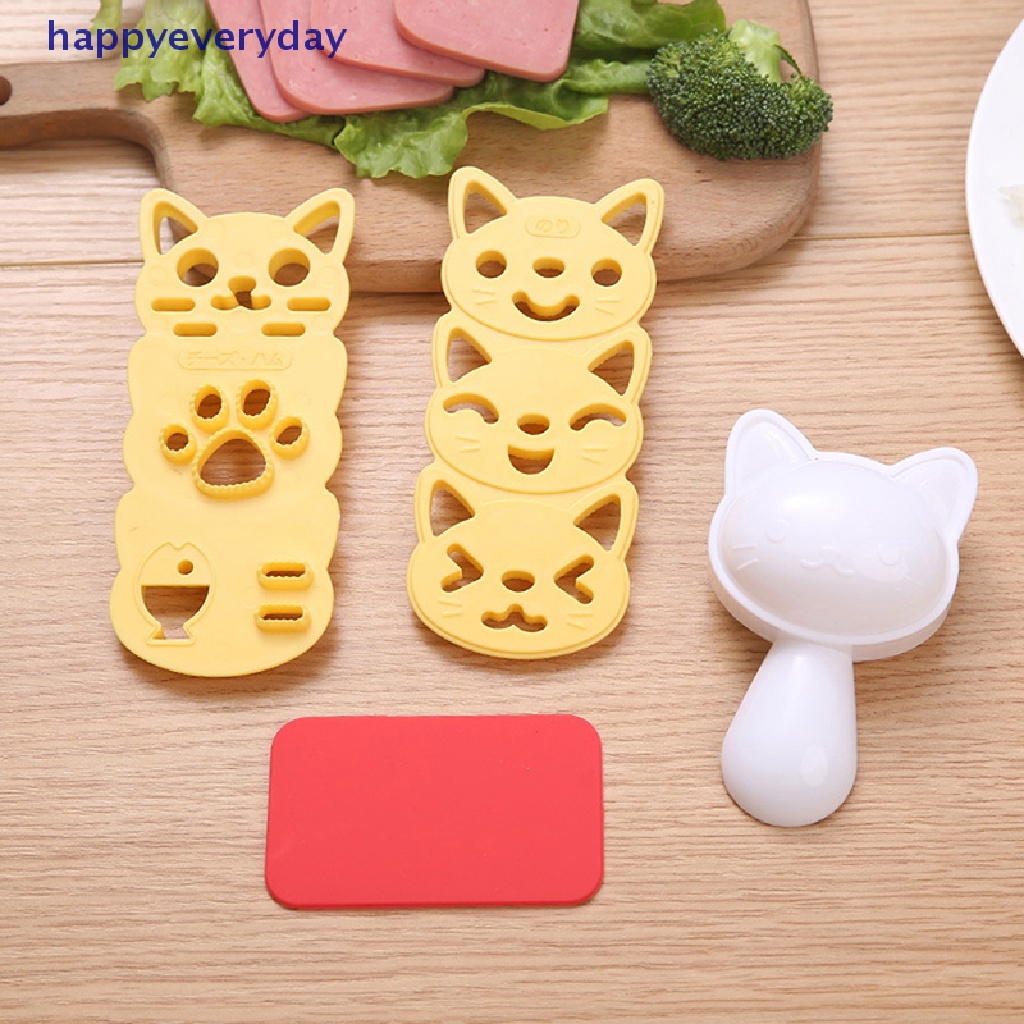 [happy] 1set Cetakan Bola Nasi Kecil Set Motif Kucing Indah DIY Sushi Bento Rice Mold DIY Alat Dapur Rice Ball Maker Sushi Mold Kit Untuk Bekal Bento Aksesoris [ID]