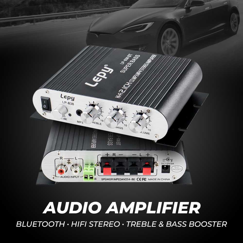 Lepy Audio Amplifier Bluetooth HiFi Stereo Treble Bass Booster - LP-838BT ( Al-Yusi )