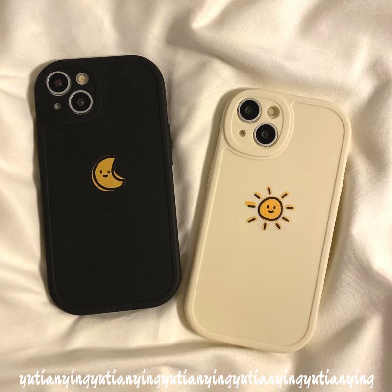 Soft Couple Tpu Case Infinix Hot 10S 10T 9 10 Play 11 11S Note 8 Smart 6 5 Cartoon Simple The Moon Sun Couples Soft Case Cover