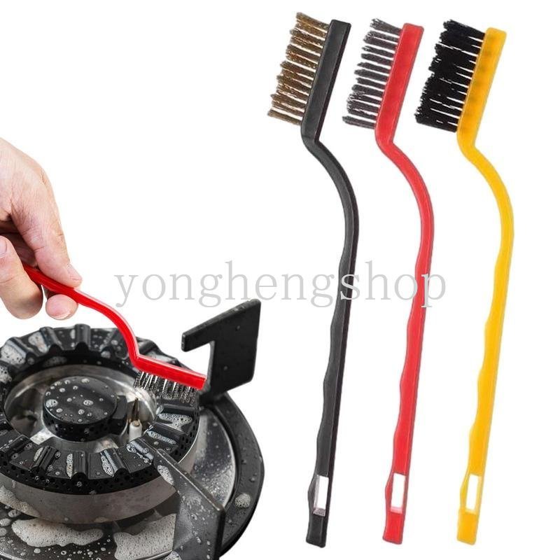 3pcs/set Sikat Pembersih Kompor Gas Range Hood Gap Brush Sikat Kawat Baja Nilon Tembaga Multifungsi Dekontaminasi Poles Penghilang Karat Alat Pembersih Dapur