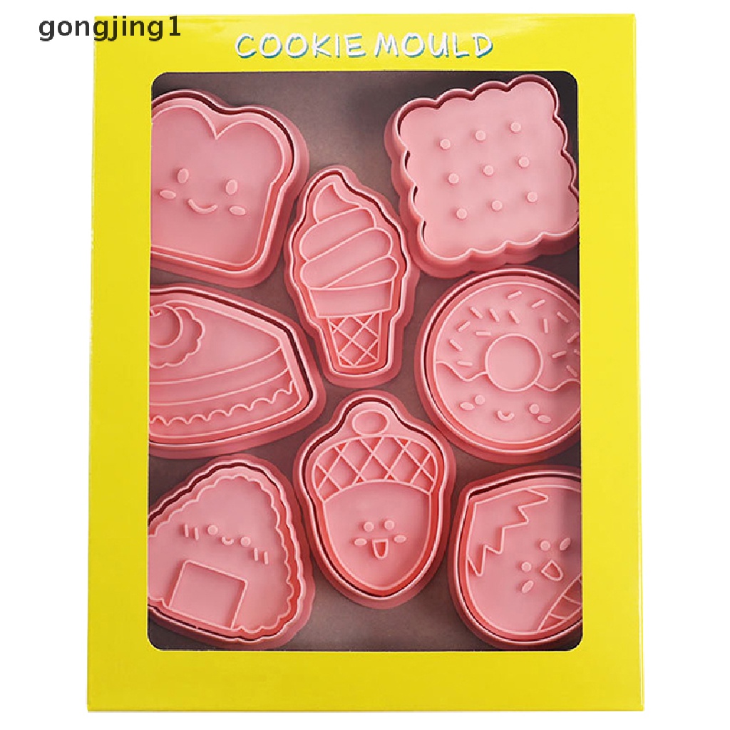 Ggg 8Pcs/set Cookie Cutters Fondant Cutter Cetakan Kue Kering Plastik DIY Fondant Pastry Decorag Baking Alat Masak ID