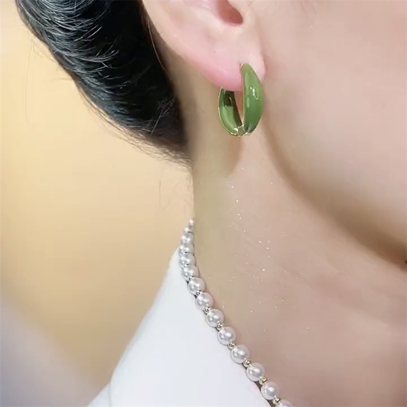 Anting Hoop Drip Glaze Elegan Prancis Cahaya Mewah Desain High-End Anting Hoop Polos