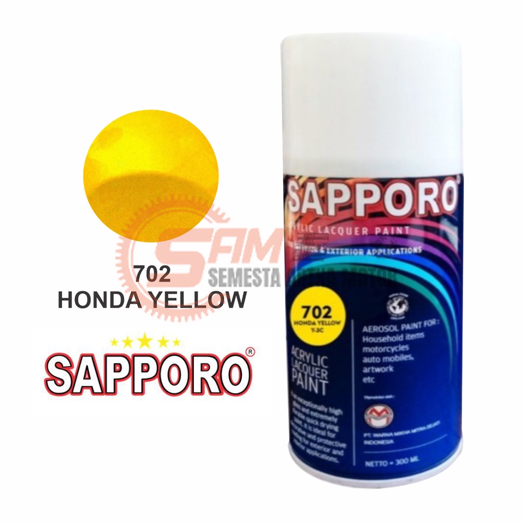 

Pilox Sapporo Honda Yellow 702 Y-1C Cat Semprot 300ml Pilok Metal Aerosol Spray