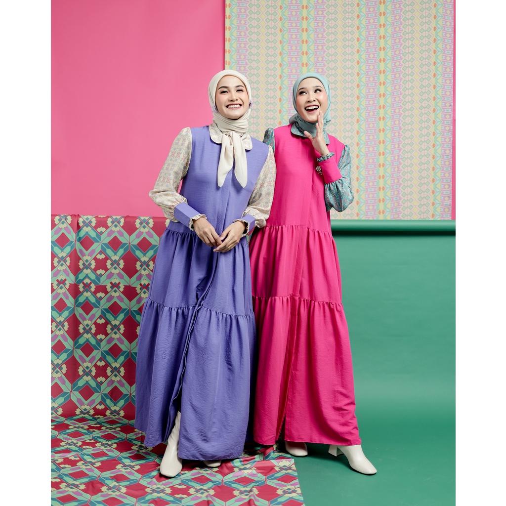 Gala Dress - 2 Warna | Zysku Xena | Gamis Wanita Muslimah Lengan Panjang Colorful