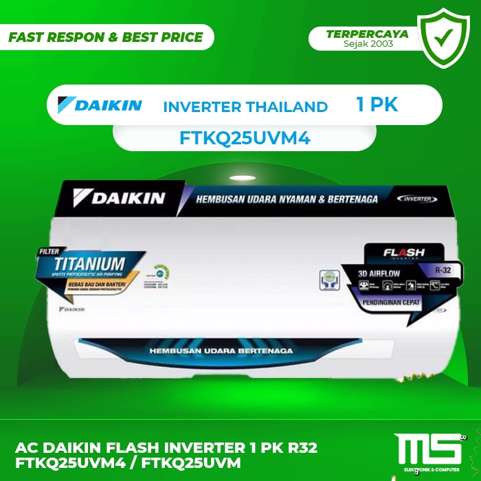 AC Daikin Flash Inverter 1 PK R32 FTKQ25UVM4 / FTKQ25UVM