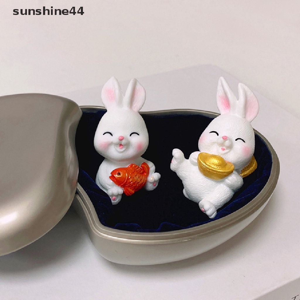 Sunshine 1Pc Lucu Kartun Kelinci Putih Mikro Lanskap Resin Dekorasi Kerajinan Berkebun ID