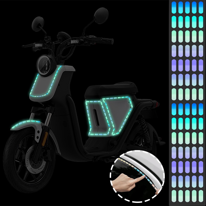 Diy Self Adhesive Reflektif Garis Burik Luminous Stiker Hias Untuk Mobil Motor/Tahan Lama Kendaraan Malam Bersinar Kepribadian Peringatan Decal