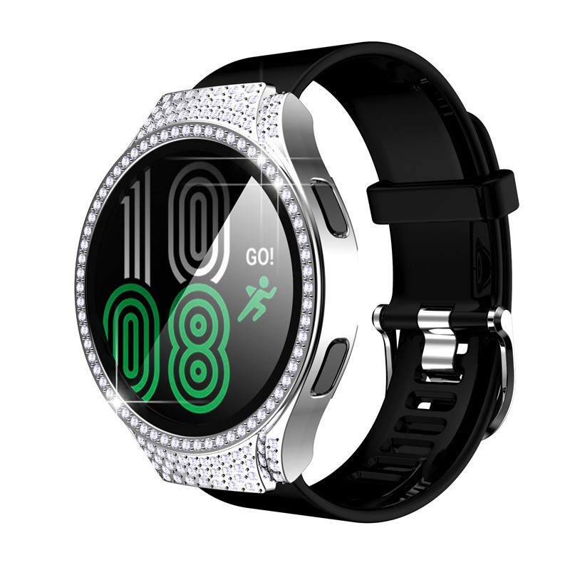 Diamonds Case Untuk Samsung Galaxy Watch4 40mm 44mm PC Cover Pelindung Tempered Pelindung Layar Untuk Galaxy Active2 40mm 44mm