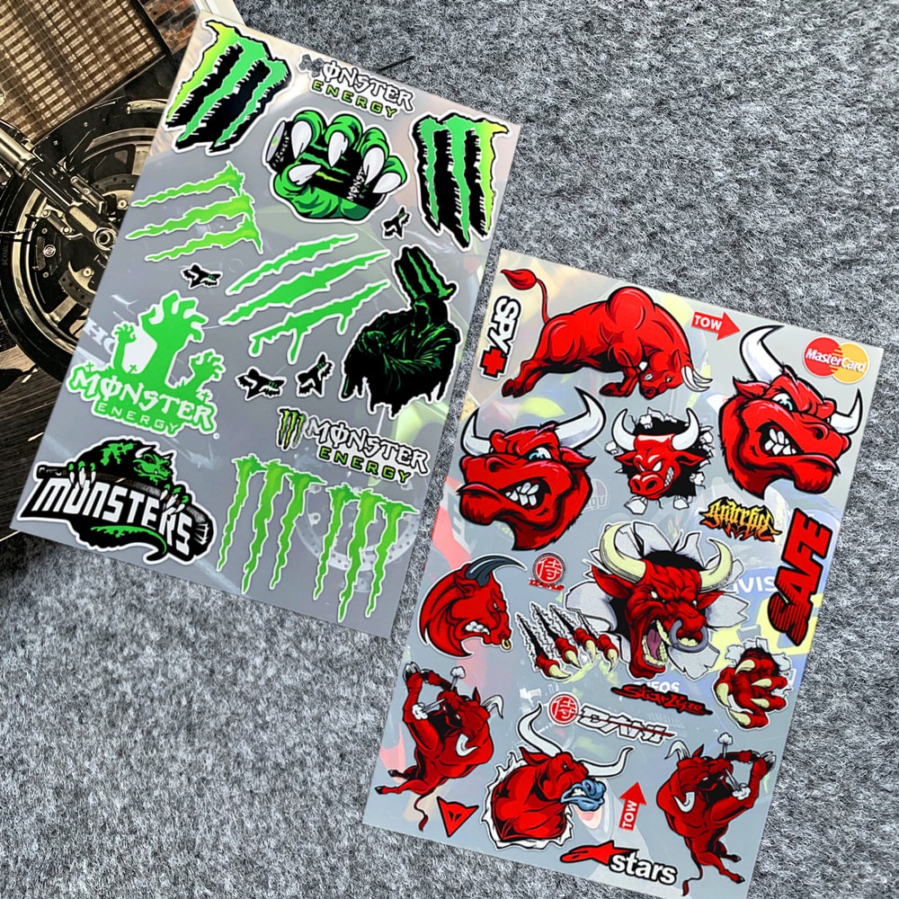 Motor Monster Reflektif Decal Angry Bulls Sticker Bumper Belakang Jendela Laptop Modifikasi Dekorasi Red-Bull Stiker Bull Spanyol