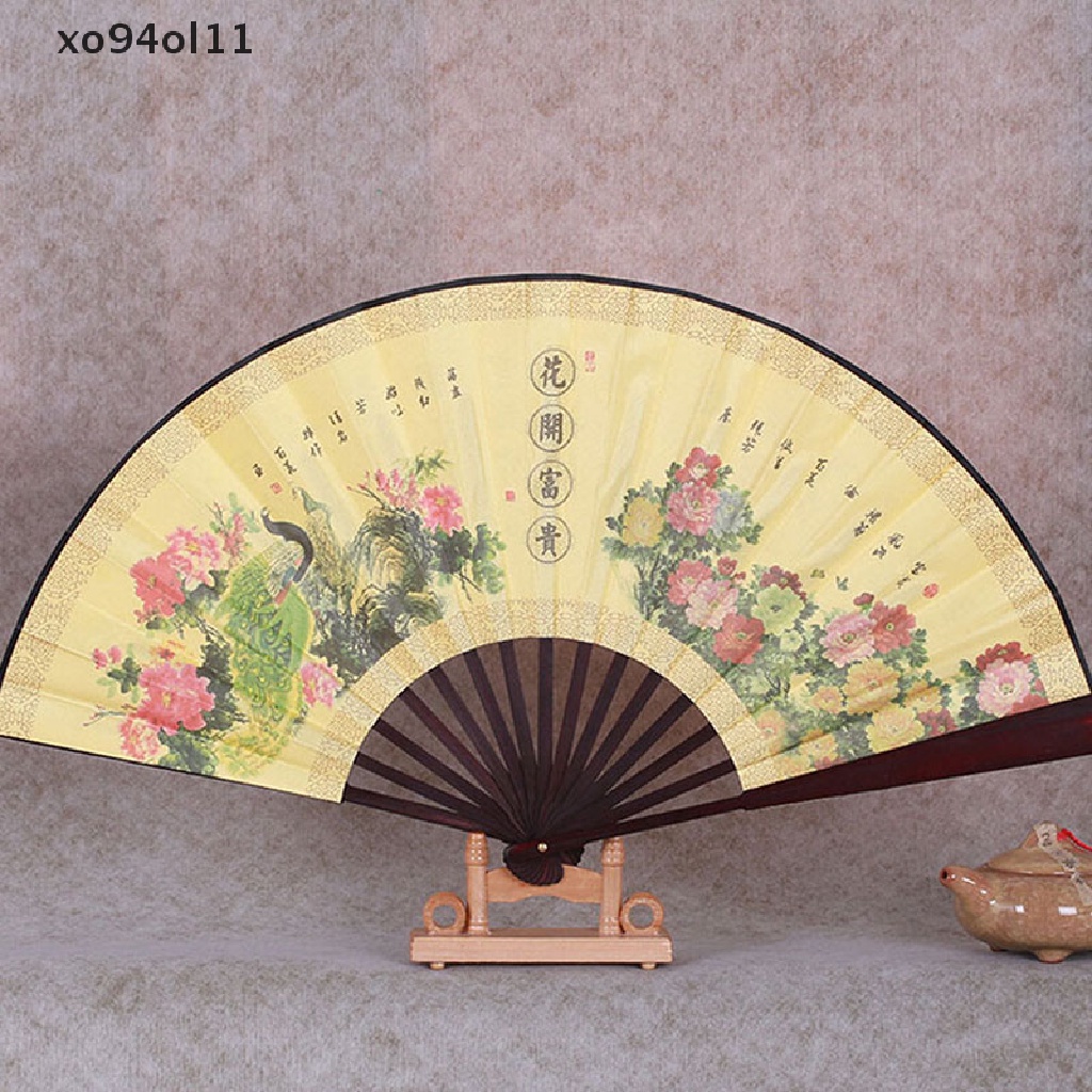 Xo 1pcs Kipas Angin Lipat Imlek Chinese Paing Pattern Polyester Fan Style Random OL