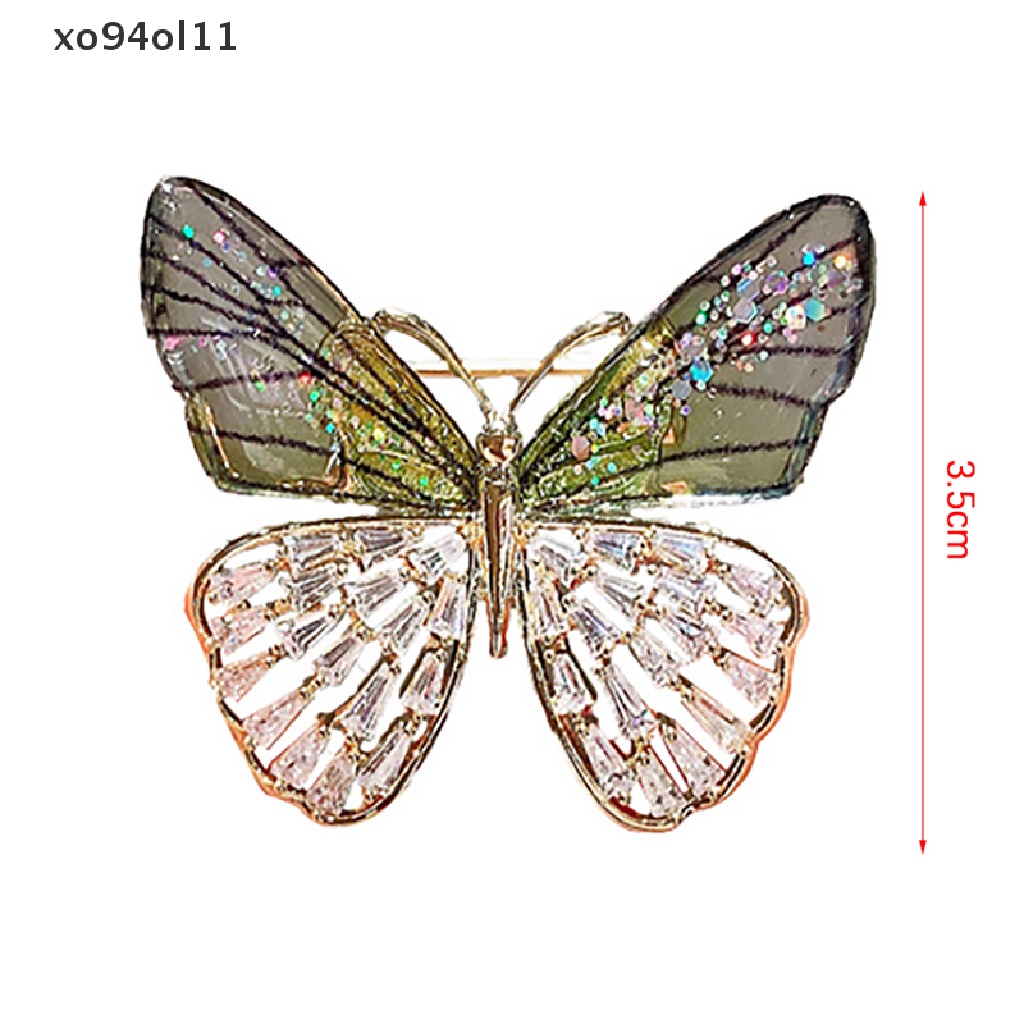 Xo Fashion Perhiasan Premium Bros Elegan Campur Berwarna Kristal Kupu-Kupu Bros Pin OL