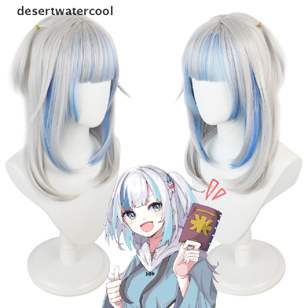 Deid Anime Hololive Gawr Gura Cosplay Wig Tahan Panas Wig Sintetis Halloween Cosplay Pesta Dekorasi Dewasa Props Martijn