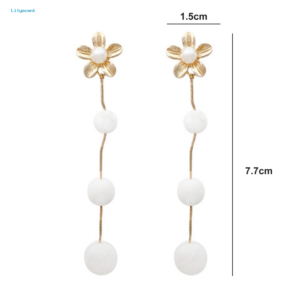 Lilyscent 1pasang Hypoallergenic Drop Earrings Fashion Perhiasan Glossy Mutiara Imitasi Rumbai Menjuntai Earrings Mewah