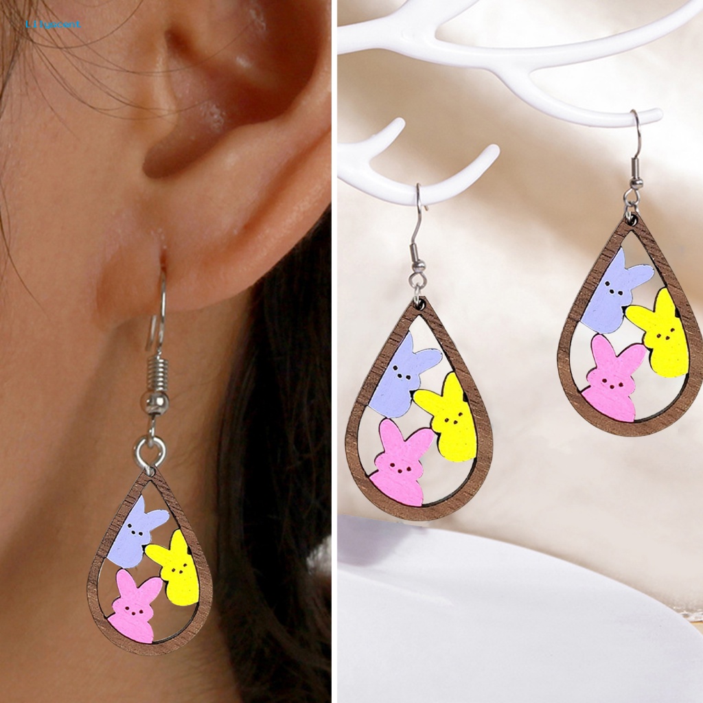 Lilyscent 1pasang Anting Wanita Anti Luntur Untuk Paskah Likeable Bunny Rabbit Hook Earrings Nyaman Dipakai