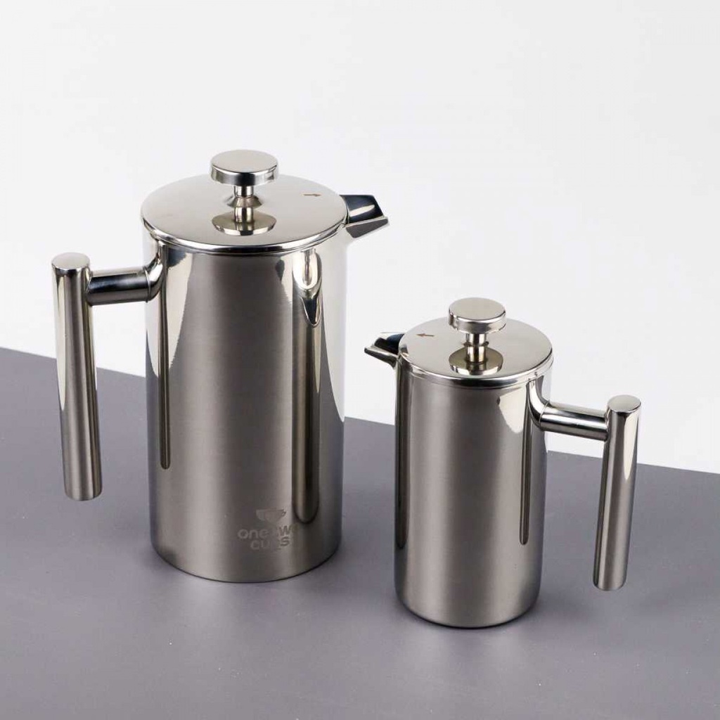 One Two Cups French Press Coffee Maker Pot Stainless Steel - FP1L