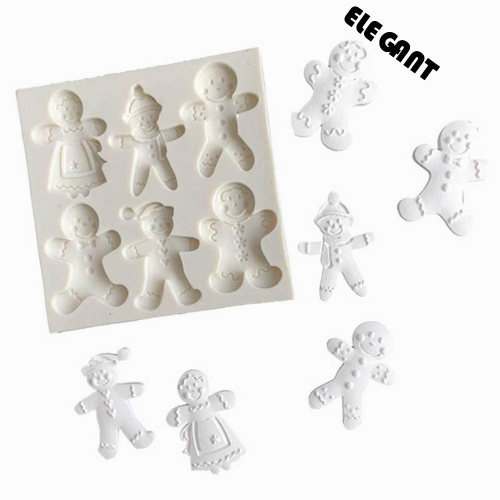 [Elegan] Cetakan Natal Dapur Baking 3D DIY Gingerbread Man Silikon Cetakan Coklat