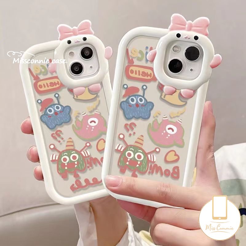 Realme C35 C12 C25 C31 C33 C25Y C11 C25s 9i 58pro 8 9 Pro+9 C15 C30 C21 C20 C21Y 7i 7 5s 5i 6i C17 C3 Cute Monster Kecil Dinosaurus Ikatan Simpul Little Monster Lens Couple Case