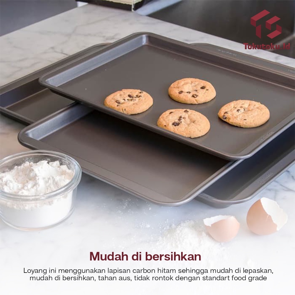 Loyang Kue Kering Teflon Persegi Panjang Panggang Oven Microwave Baking Tray Non Stick