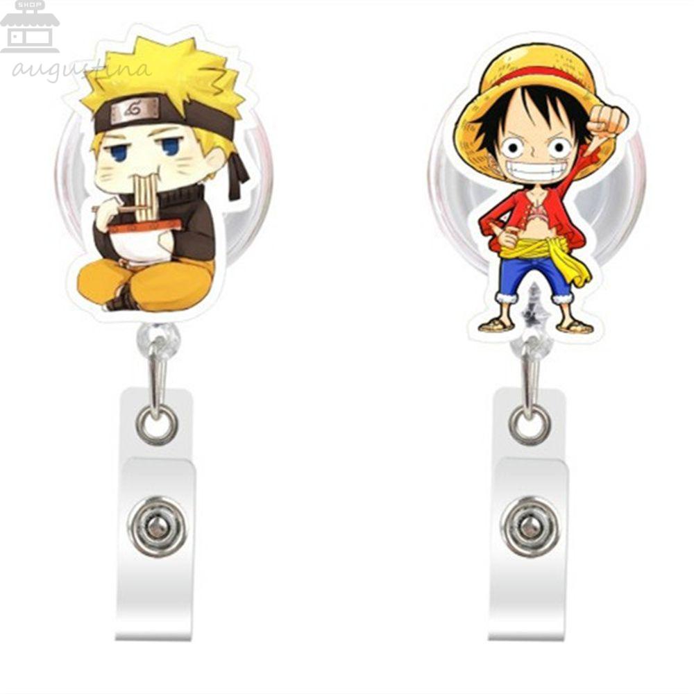 Reel Lencana Ditarik Agustinina Anime Kartun Name Tag Luffy Naruto Card Holder Name Card Holder