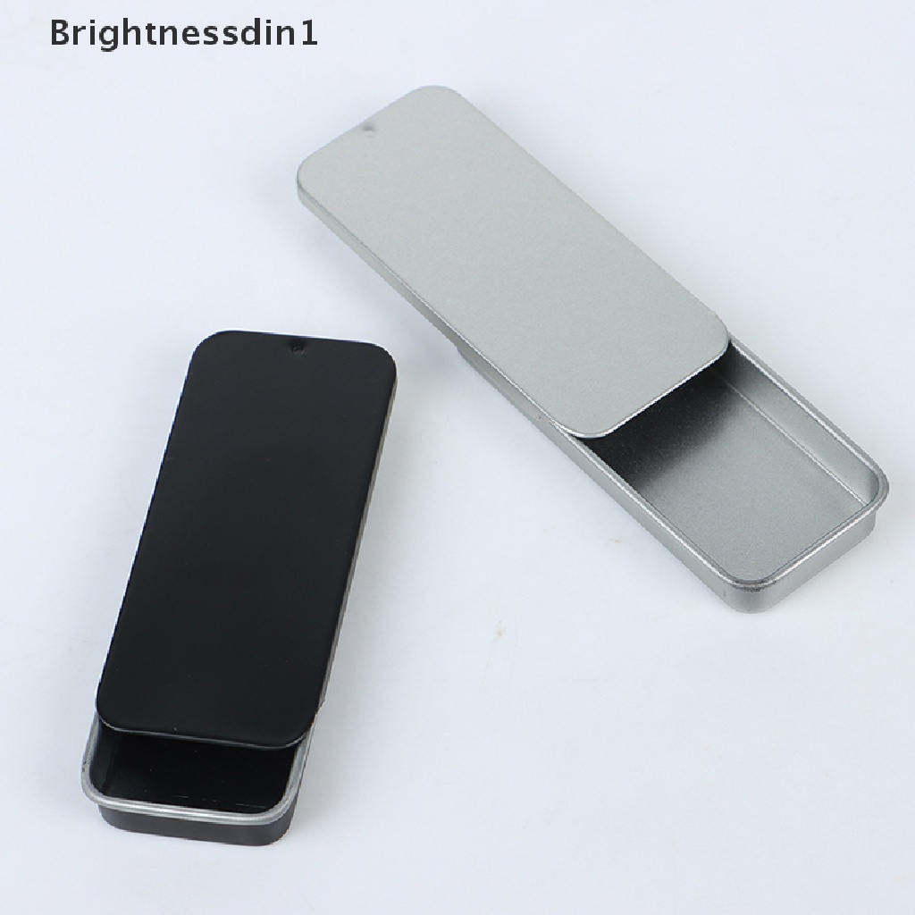 [Brightnessdin1] Kotak Kaleng Portable Mini Besi Slide Penutup Penyimpanan Perhiasan Pill Cases Wadah Bisa Butik