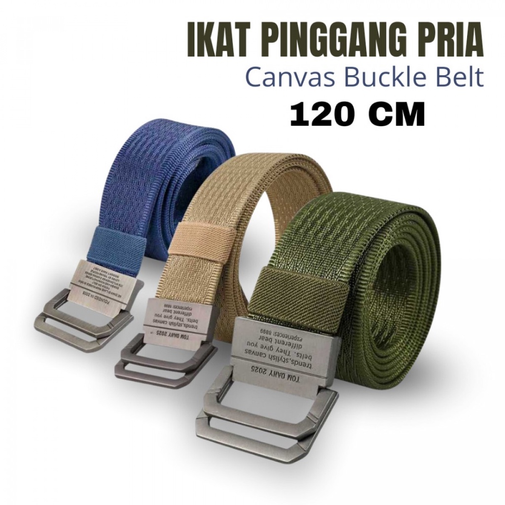 Rhodey Craftman Sabuk Ikat Pinggang Pria Canvas Buckle Belt