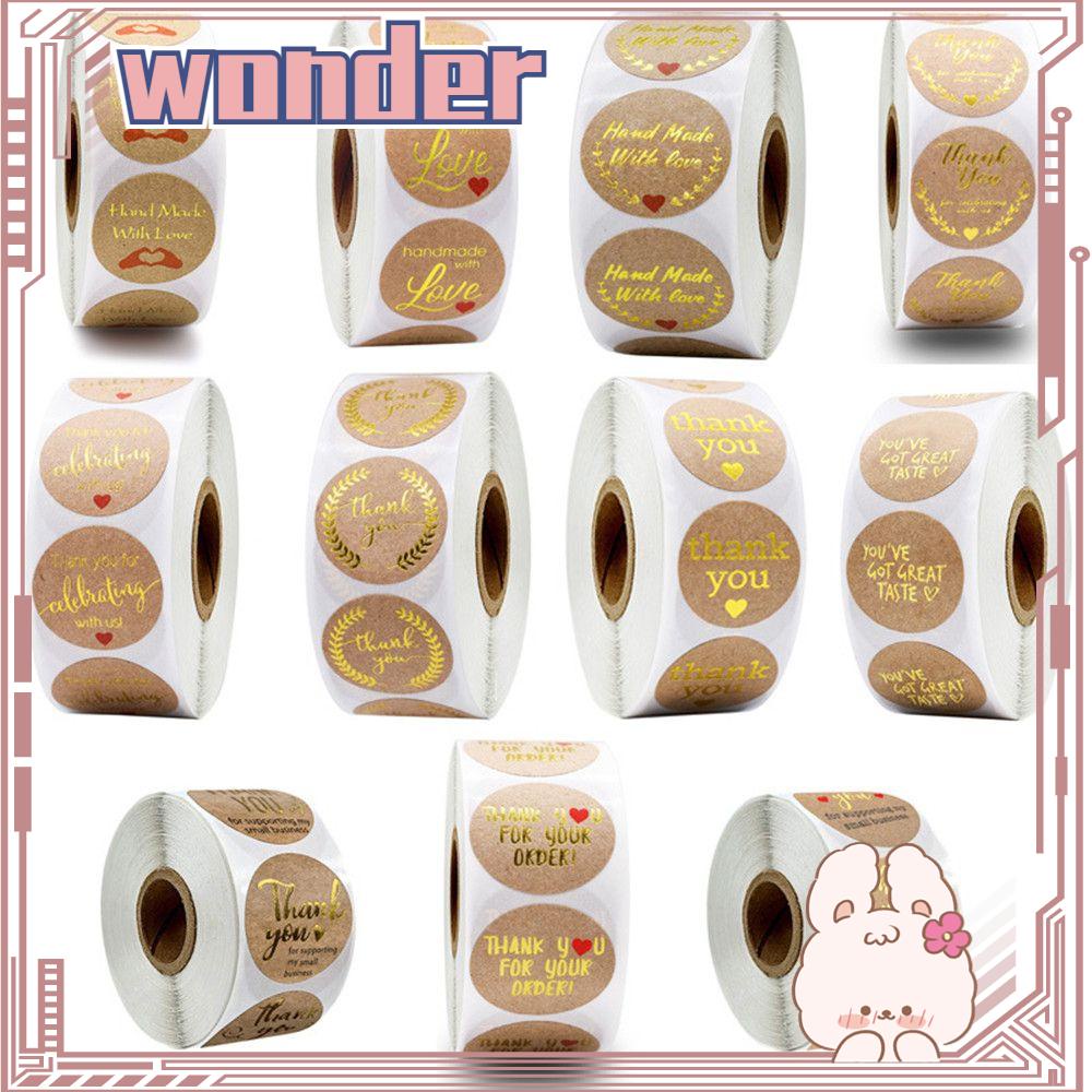 Wonder 500pcs Thank You Sticker Roll Kemasan Kertas Scrapbooking Retro Vintage