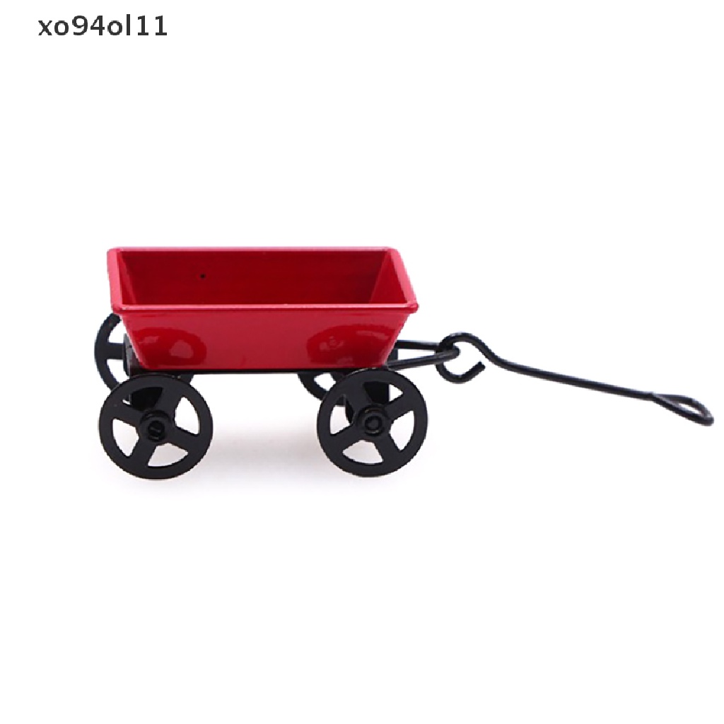 Xo Keranjang Penarik Kecil Metal Merah1: 12mini Lucu Rumah Boneka Mainan Hadiah Ornamen Miniatur Taman Furniture Accessorie OL